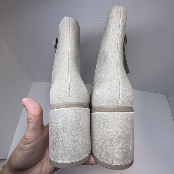 Tom’s Evelyn Suede Heeled Booties Dune Suede Metallic Suede Sz 7 New - Picture 5 of 8